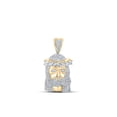 thumbnail image 1 of 10kt Yellow Gold Mens Round Diamond Jesus Face Charm Pendant 1-1/2 Cttw, 1 of 1