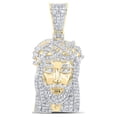 thumbnail image 1 of 10kt Yellow Gold Mens Round Diamond Jesus Face Charm Pendant 1 Cttw, 1 of 1