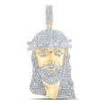 thumbnail image 1 of 10kt Yellow Gold Mens Round Diamond Jesus Face Charm Pendant 2 Cttw, 1 of 1