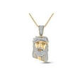 thumbnail image 1 of 10kt Yellow Gold Mens Round Diamond Jesus Face Charm Pendant 3/8 Cttw, 1 of 2