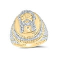 thumbnail image 1 of 10kt Yellow Gold Mens Round Diamond Jesus Face Oval Ring 2-1/5 Cttw, 1 of 1