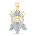 thumbnail image 1 of 10kt Yellow Gold Mens Round Diamond Lady Liberty Mask Charm Pendant 5/8 Cttw, 1 of 1