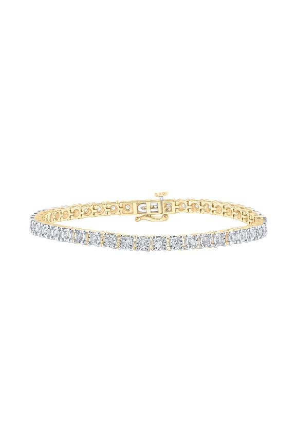 10kt Yellow Gold Mens Round Diamond Link Bracelet 1-3/8 Cttw