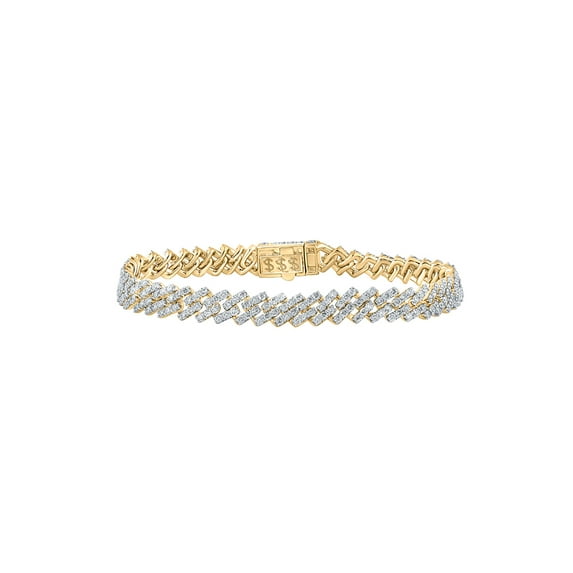 10kt Yellow Gold Mens Round Diamond Link Bracelet 7-5/8 Cttw