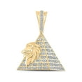 thumbnail image 1 of 10kt Yellow Gold Mens Round Diamond Lion Pyramid Charm Pendant 1/4 Cttw, 1 of 1