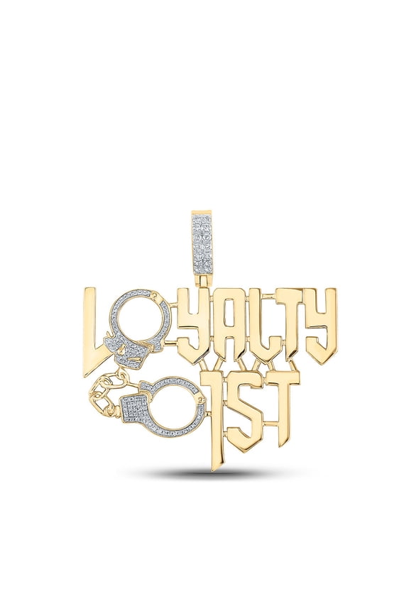 10kt Yellow Gold Mens Round Diamond Loyalty First Charm Pendant 1/2 Cttw
