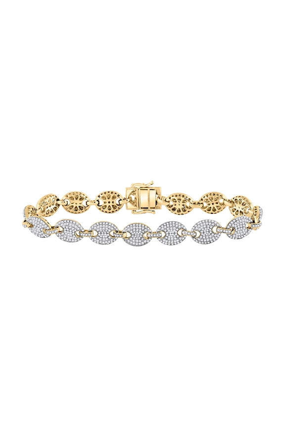 10kt Yellow Gold Mens Round Diamond Mariner Link Bracelet 5 Cttw
