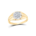 thumbnail image 1 of 10kt Yellow Gold Mens Round Diamond Matte Flower Cluster Ring .02 Cttw, 1 of 4