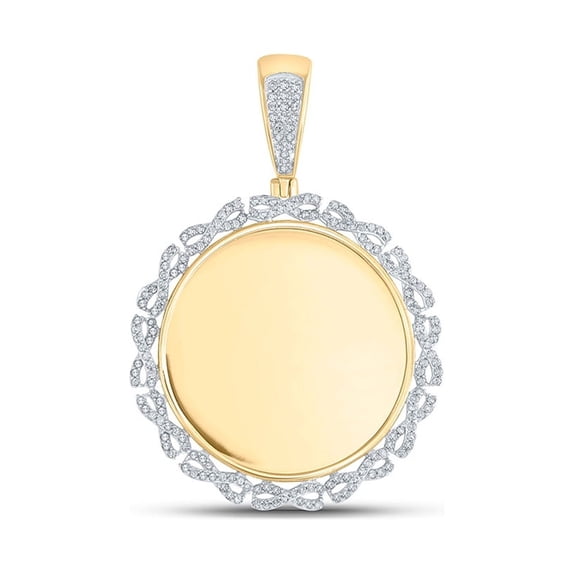 10kt Yellow Gold Mens Round Diamond Memory Circle Charm Pendant 1/2 Cttw