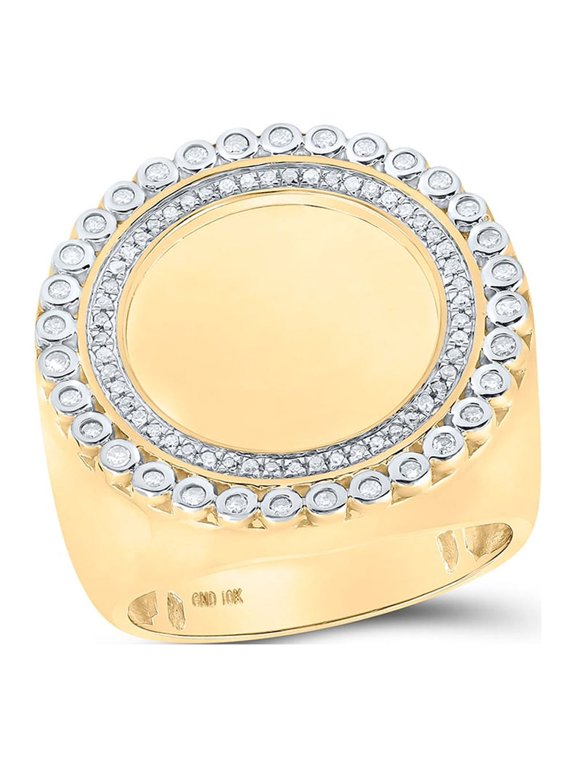 10kt Yellow Gold Mens Round Diamond Memory Circle Ring 3/8 Cttw
