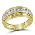 thumbnail image 1 of 10kt Yellow Gold Mens Round Diamond Milgrain Ridged Wedding Anniversary Band Ring 1/2 Cttw, 1 of 2