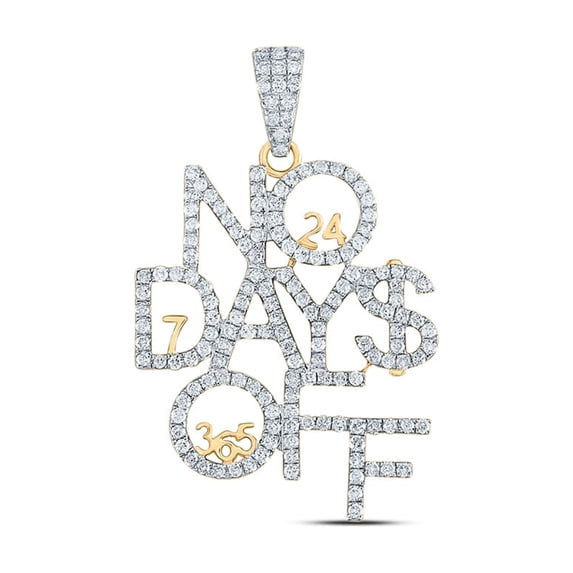 10kt Yellow Gold Mens Round Diamond No Days Off 24 7 365 Charm Pendant 2 Cttw
