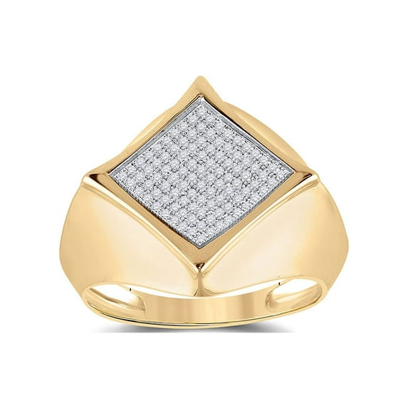 10kt Yellow Gold Mens Round Diamond Offset Square Ring 1/3 Cttw