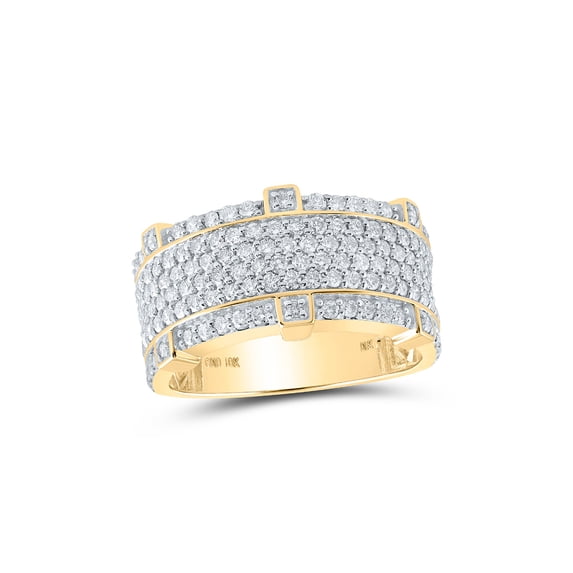 10kt Yellow Gold Mens Round Diamond Pave Band Ring 2-1/5 Cttw