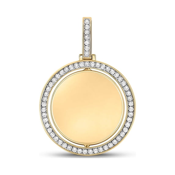 10kt Yellow Gold Mens Round Diamond Picture Memory Charm Pendant 1-3/8 Cttw
