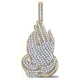 thumbnail image 1 of 10kt Yellow Gold Mens Round Diamond Praying Hands Charm Pendant 7/8 Cttw, 1 of 1