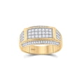 thumbnail image 1 of 10kt Yellow Gold Mens Round Diamond Rectangle Band Ring 1 Cttw, 1 of 4