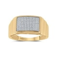 thumbnail image 1 of 10kt Yellow Gold Mens Round Diamond Ribbed Rectangle Cluster Ring 1/4 Cttw, 1 of 4