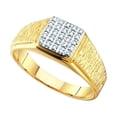 thumbnail image 1 of 10kt Yellow Gold Mens Round Diamond Square Cluster Brushed Ring 1/8 Cttw, 1 of 1