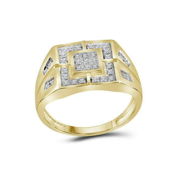 10kt Yellow Gold Mens Round Diamond Square Cluster Ring 1/4 Cttw