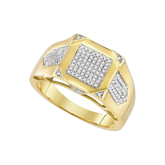 10kt Yellow Gold Mens Round Diamond Square Cluster Ring 3/8 Cttw