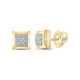 thumbnail image 1 of 10kt Yellow Gold Mens Round Diamond Square Earrings 1/20 Cttw, 1 of 2