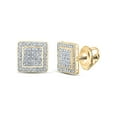thumbnail image 1 of 10kt Yellow Gold Mens Round Diamond Square Earrings 1/3 Cttw, 1 of 1