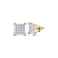 thumbnail image 1 of 10kt Yellow Gold Mens Round Diamond Square Earrings 1/6 Cttw, 1 of 2