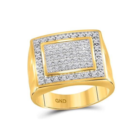 10kt Yellow Gold Mens Round Diamond Square Frame Cluster Ring 1/2 Cttw
