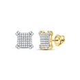 thumbnail image 1 of 10kt Yellow Gold Mens Round Diamond Squared Cluster Earrings 3/4 Cttw, 1 of 1