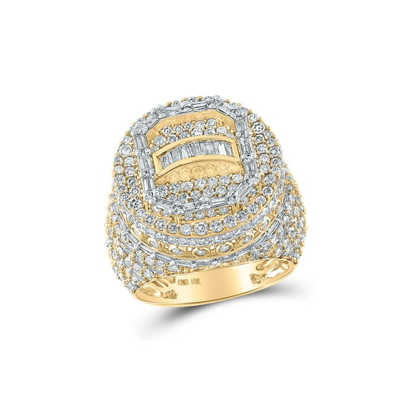 10kt Yellow Gold Mens Round Diamond Statement Circle Ring 5-1/4 Cttw