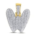 thumbnail image 1 of 10kt Yellow Gold Mens Round Diamond "W" Letter Charm Pendant 1/2 Cttw, 1 of 1