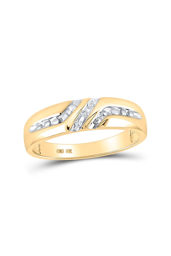 10kt Yellow Gold Mens Round Diamond Wedding Band Ring .03 Cttw