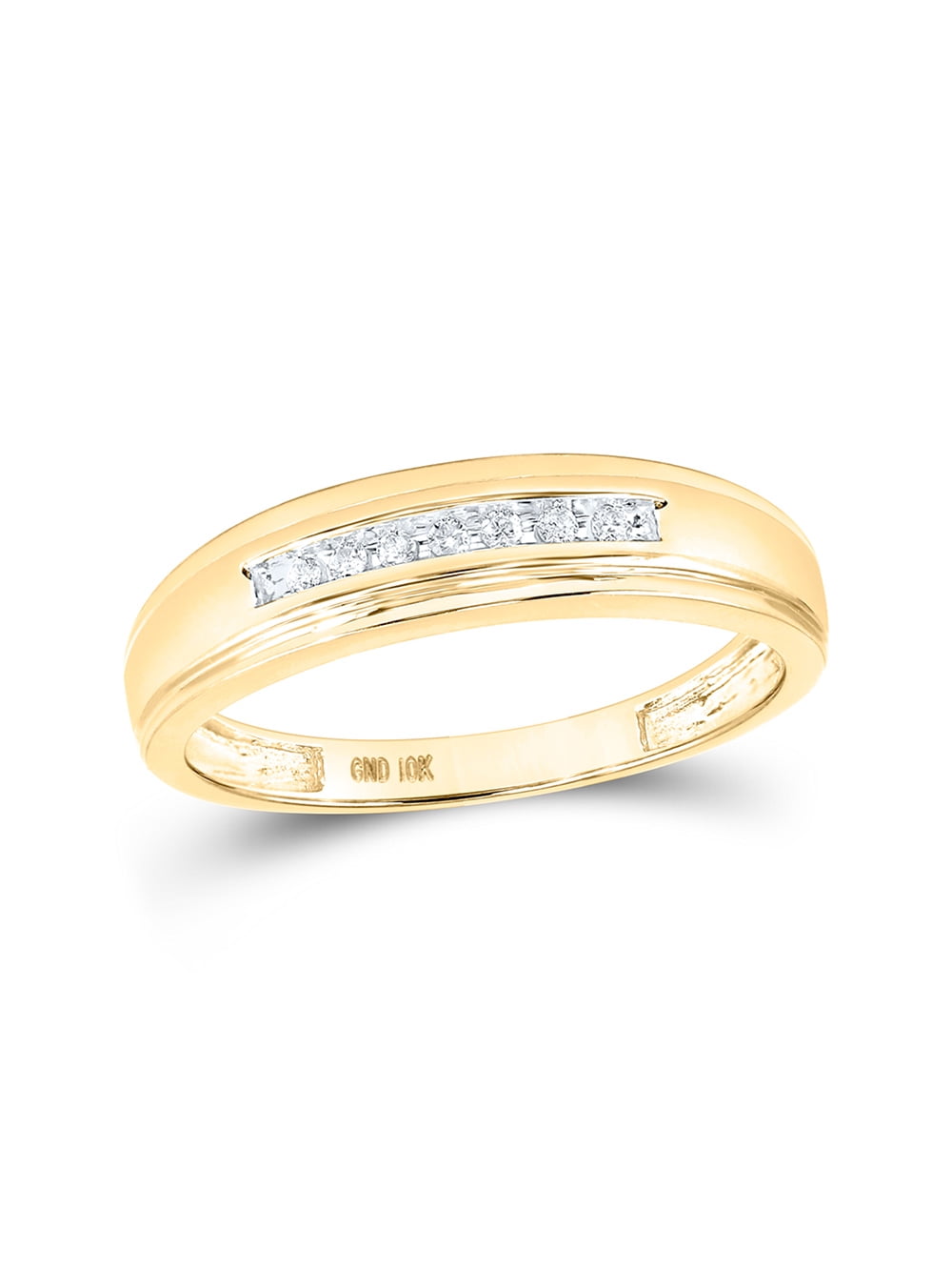 10kt Yellow Gold Men's Round Diamond Wedding Band Ring, 1/12 Cttw, Wide ...