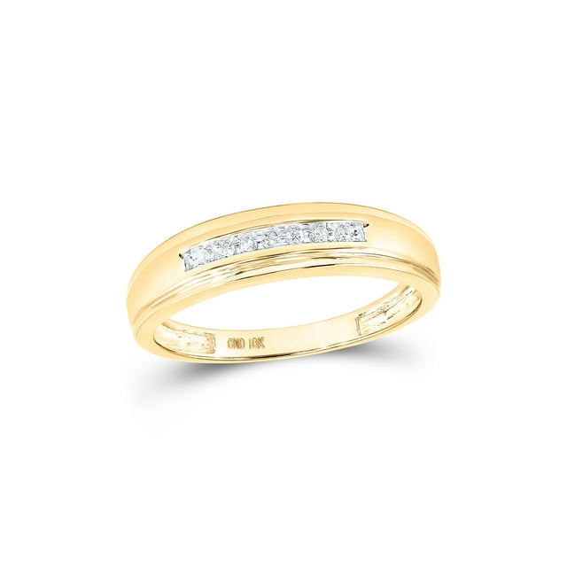 10kt Yellow Gold Mens Round Diamond Wedding Band Ring 1/12 Cttw ...