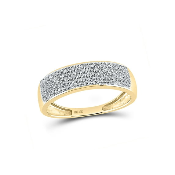 10kt Yellow Gold Mens Round Diamond Wedding Band Ring 1/3 Cttw