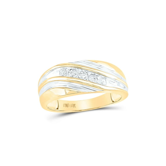 10kt Yellow Gold Mens Round Diamond Wedding Band Ring 1/4 Cttw