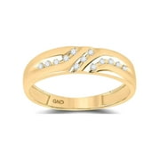 GEMAPEX 10kt Yellow Gold Mens Round Diamond Wedding Band Ring 1/8 Cttw