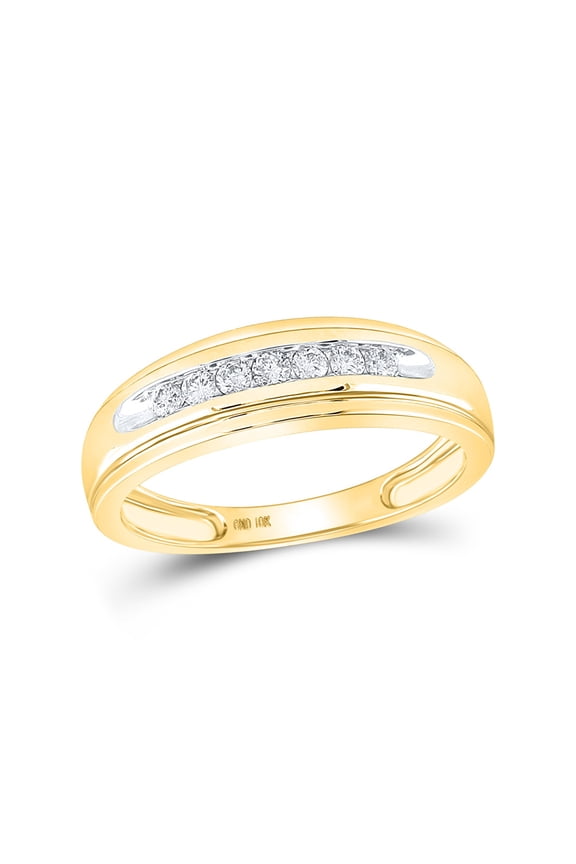10kt Yellow Gold Mens Round Diamond Wedding Channel-set Band Ring 1/4 Cttw