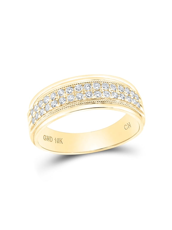 10kt Yellow Gold Mens Round Diamond Wedding Machine Set Band Ring 1/2 Cttw