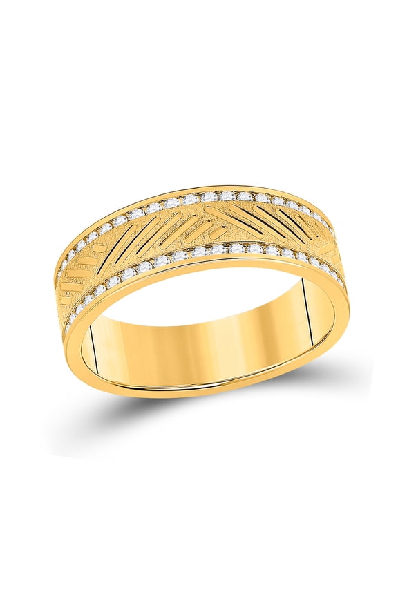 10kt Yellow Gold Mens Round Diamond Wedding Machine Set Band Ring 1/2 Cttw