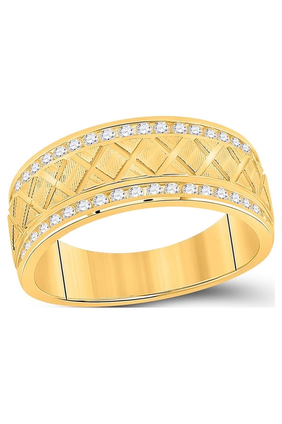 10kt Yellow Gold Mens Round Diamond Wedding Machine Set Band Ring 1/2 Cttw