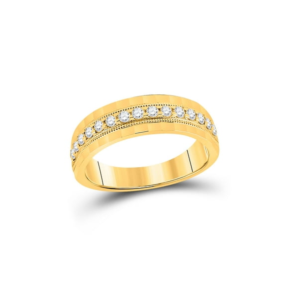 10kt Yellow Gold Mens Round Diamond Wedding Single Row Band Ring 1/2 Cttw