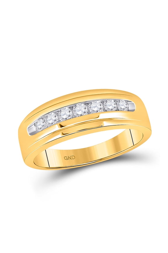 10kt Yellow Gold Mens Round Diamond Wedding Single Row Band Ring 1/2 Cttw