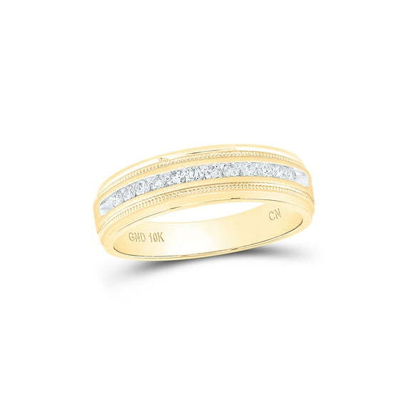 10kt Yellow Gold Mens Round Diamond Wedding Single Row Band Ring 1/4 Cttw