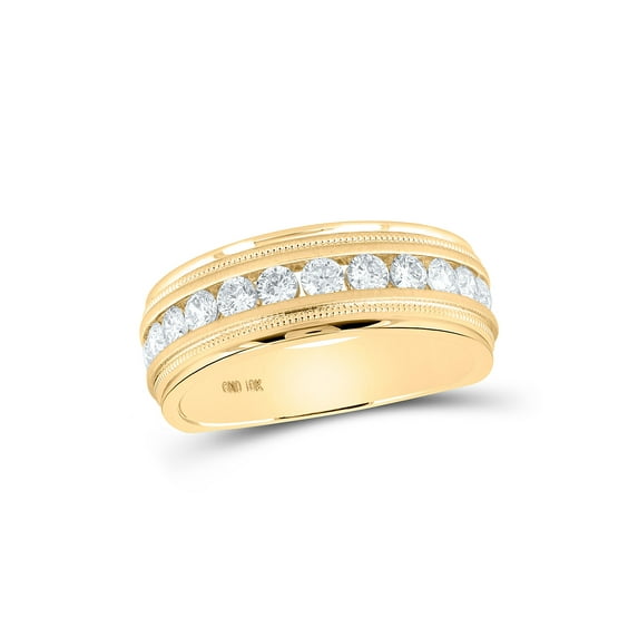 10kt Yellow Gold Mens Round Diamond Wedding Single Row Band Ring 1 Cttw