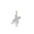 thumbnail image 1 of 10kt Yellow Gold Mens Round Diamond X Drip Letter Charm Pendant 5/8 Cttw, 1 of 2