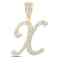 thumbnail image 1 of 10kt Yellow Gold Mens Round Diamond X Initial Letter Charm Pendant 1 Cttw, 1 of 1