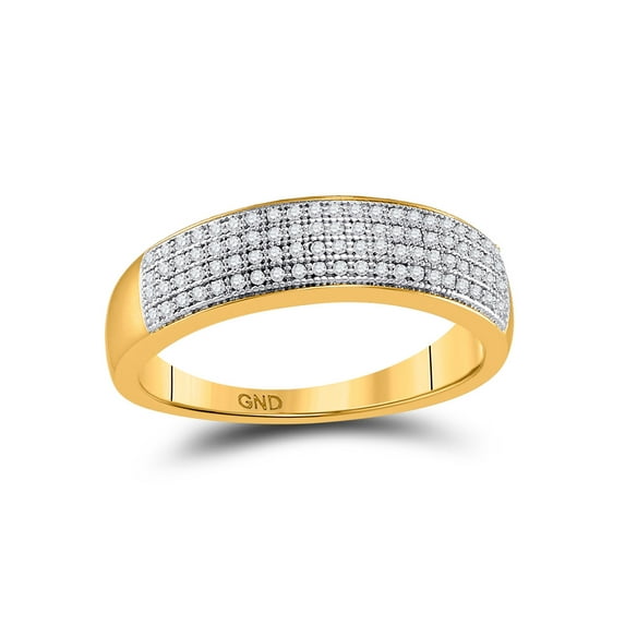 10kt Yellow Gold Mens Round Pave-set Diamond Wedding Band Ring 1/4 Cttw