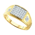 thumbnail image 1 of 10kt Yellow Gold Mens Round Prong-set Diamond Square Cluster Ring 1/4 Cttw, 1 of 1
